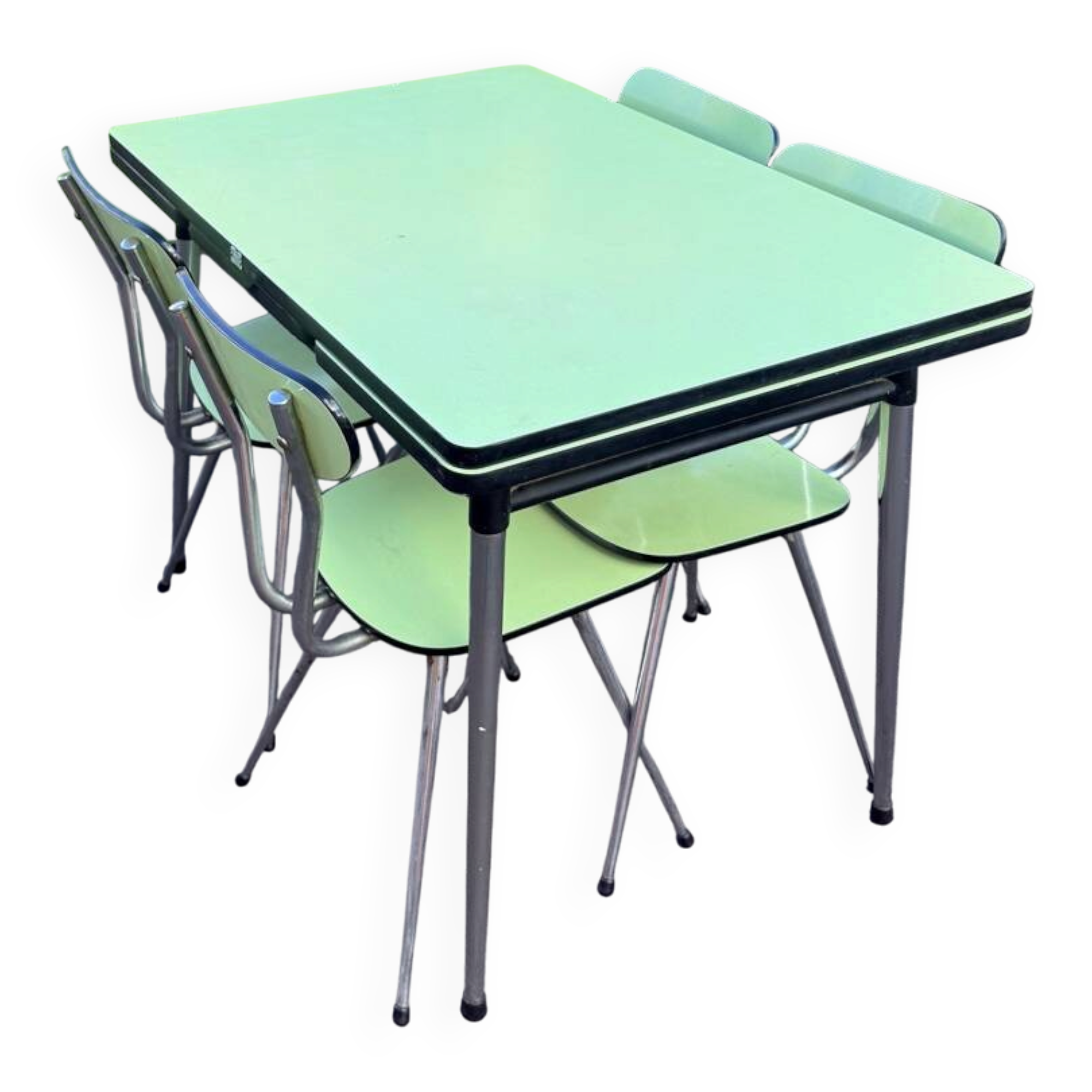 Formica kitchen sideboard table and complete chair set