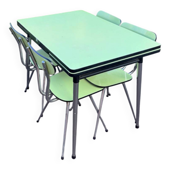 Formica kitchen sideboard table and complete chair set