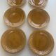 6 flat plates slip, enamelled ceramic ochre, mustard yellow, stamped Gien