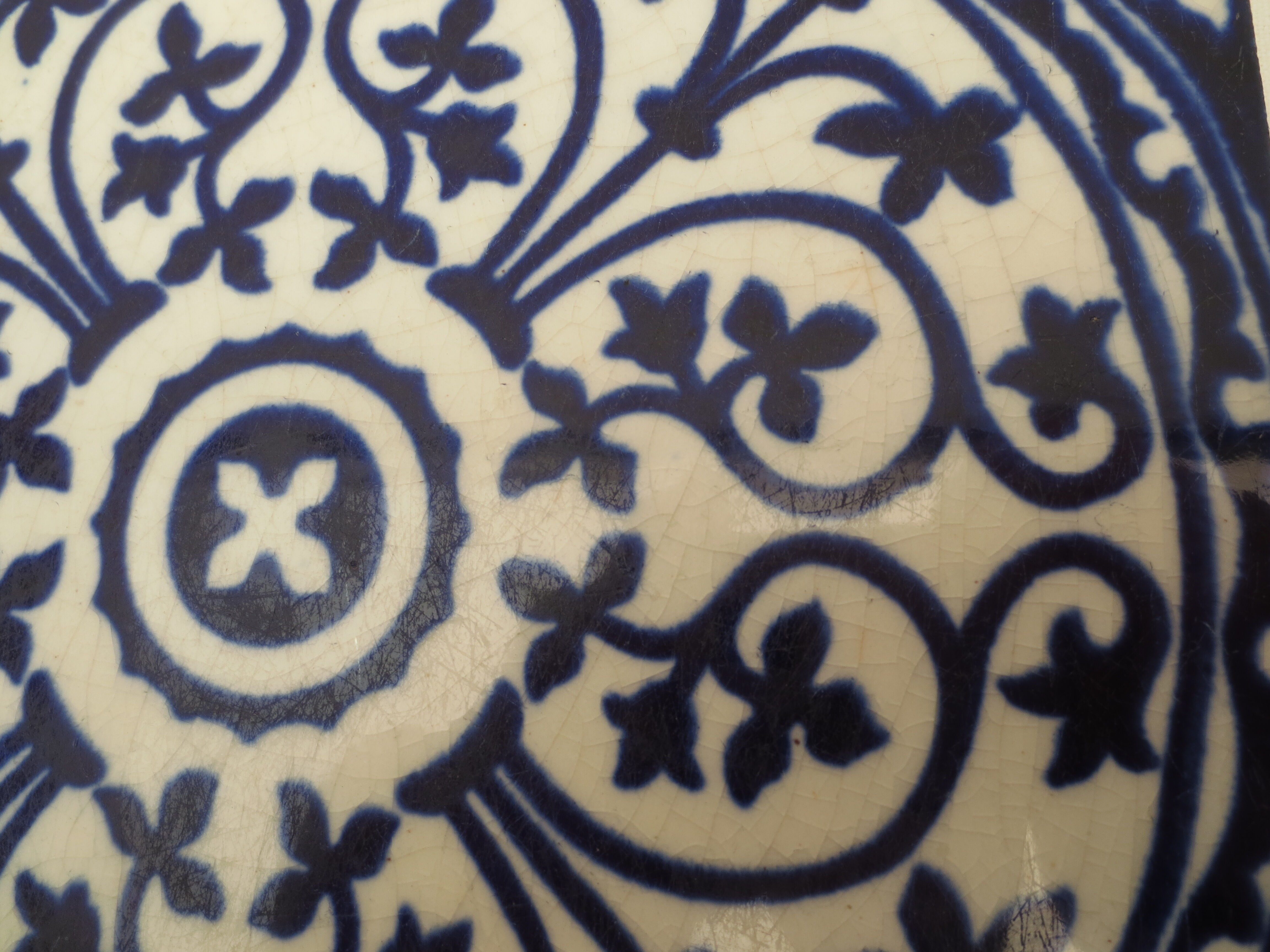 Dessous de plat carreau de faience de Gien couleur bleu