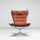 Sigurd Ressell Falcon lounge chair leather and metal Vatne Norway 1970
