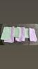 6 napkins, mismatched, pink and lime green, monogram M or CC