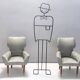 Pair of Grey Satin Lounge Chairs with Walnut Frame and Brass Feet Caps