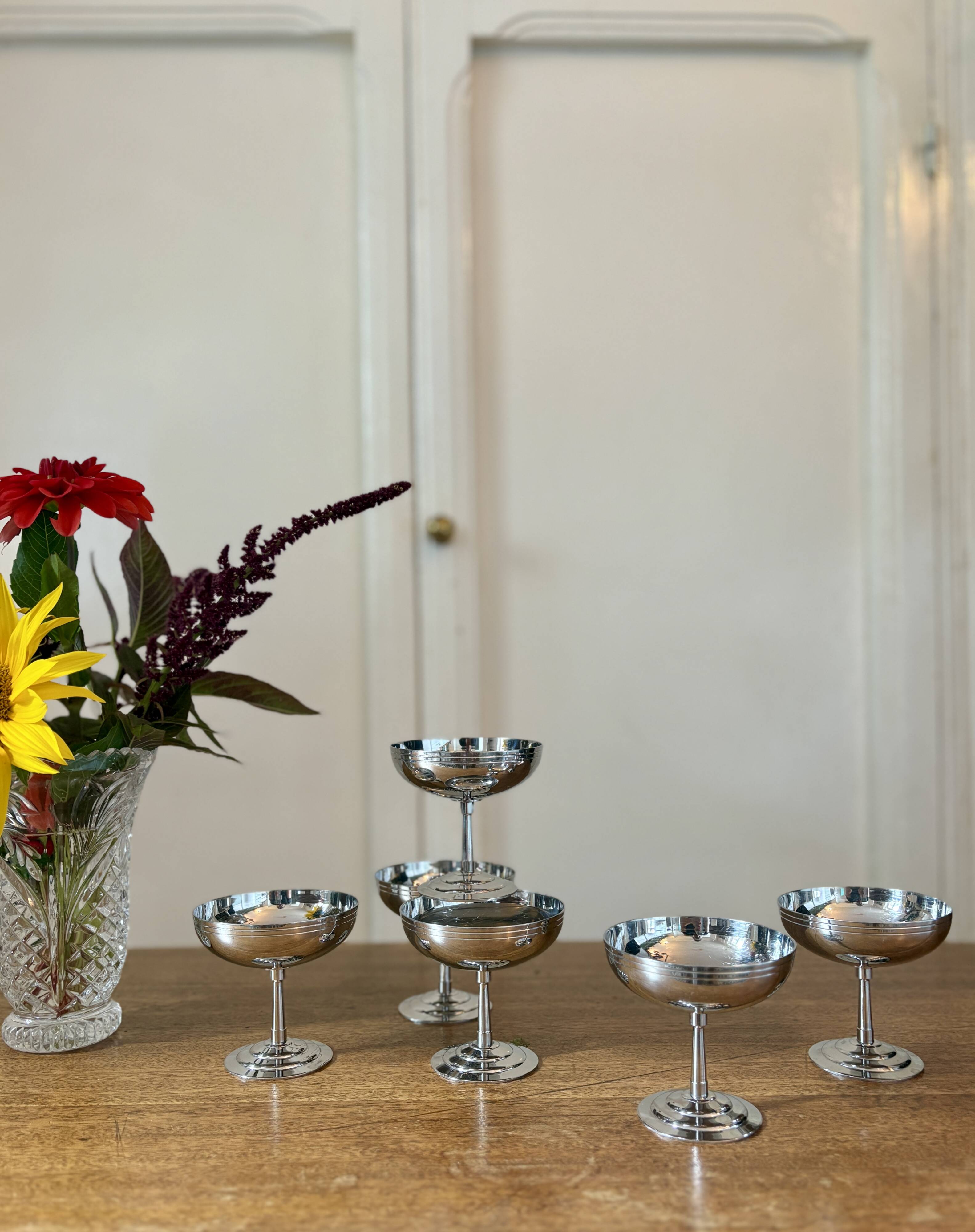 Set of 6 vintage stainless steel dessert bowls