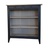 Buffet shelves open patinated black and linen