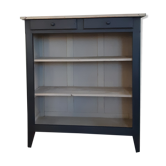 Buffet shelves open patinated black and linen