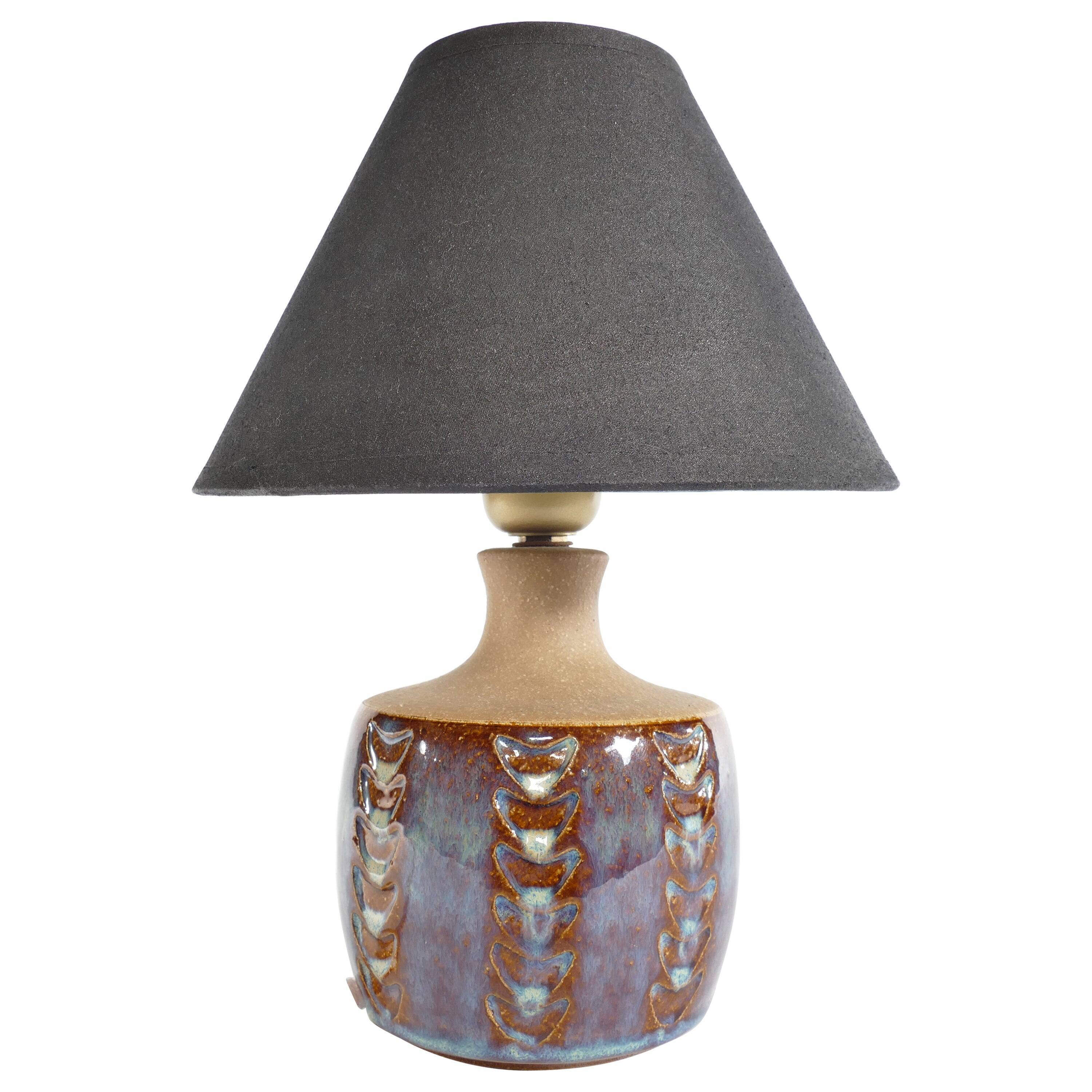 Scandinavian Modern Blue Glazed Stoneware Table Lamp, Søholm Stentøj, 1960s
