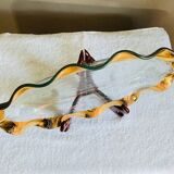 Plat ovale signé annie glass 38/35 made in usa bord ondulé doré à l’or fin