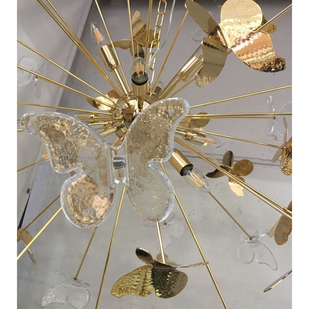 Brass and Murano glass chandelier