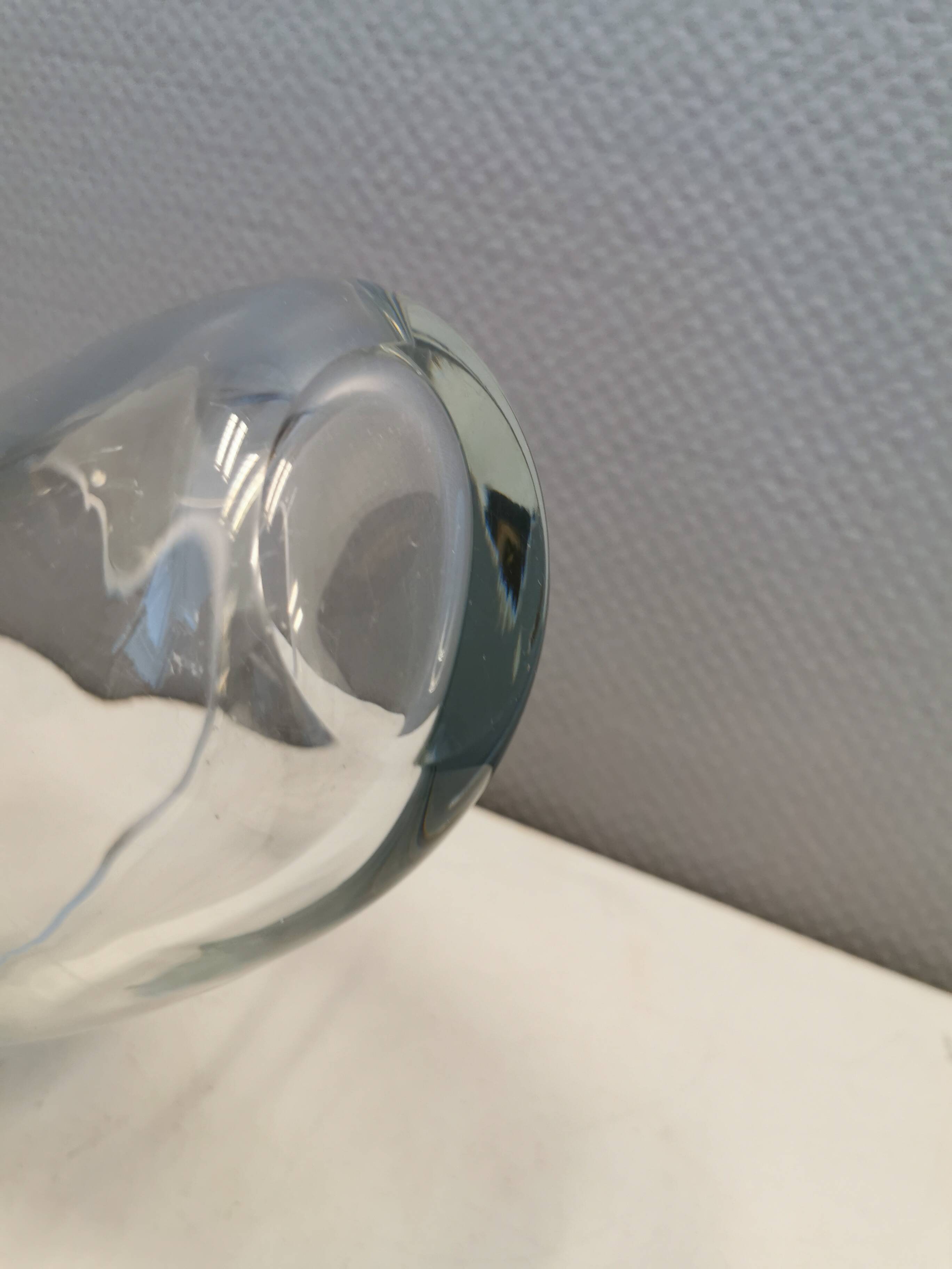 Large and heavy glass vase from Swedish Orrefors Glassworks.