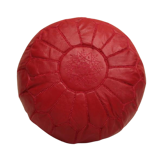 Moroccan pouf in red leather