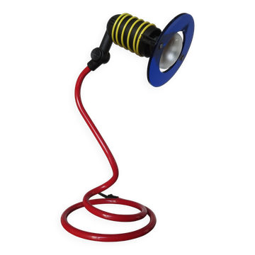 Spiral lamp in primary colours from the 80s Memphis era.