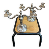 Pair of silver-plated metal candelabra