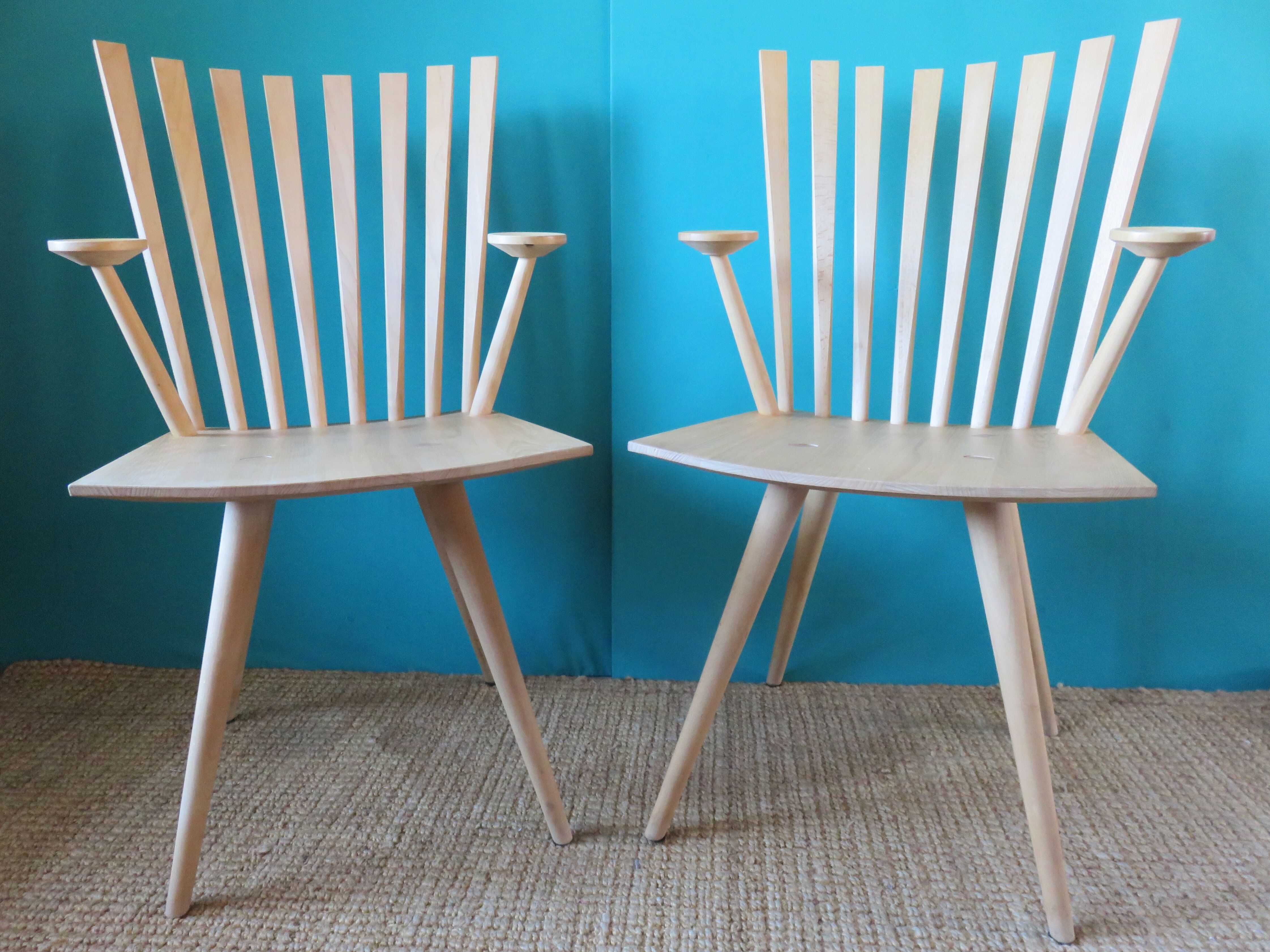 Pair of maple "Mikado" armchairs by J.Foersom and P.Hjort Lorenzen