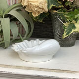 White glazed ceramic handmade soap holder