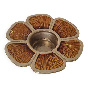 Bronze and enamel flower candle holder