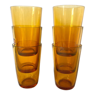 Vintage amber vereco water glasses