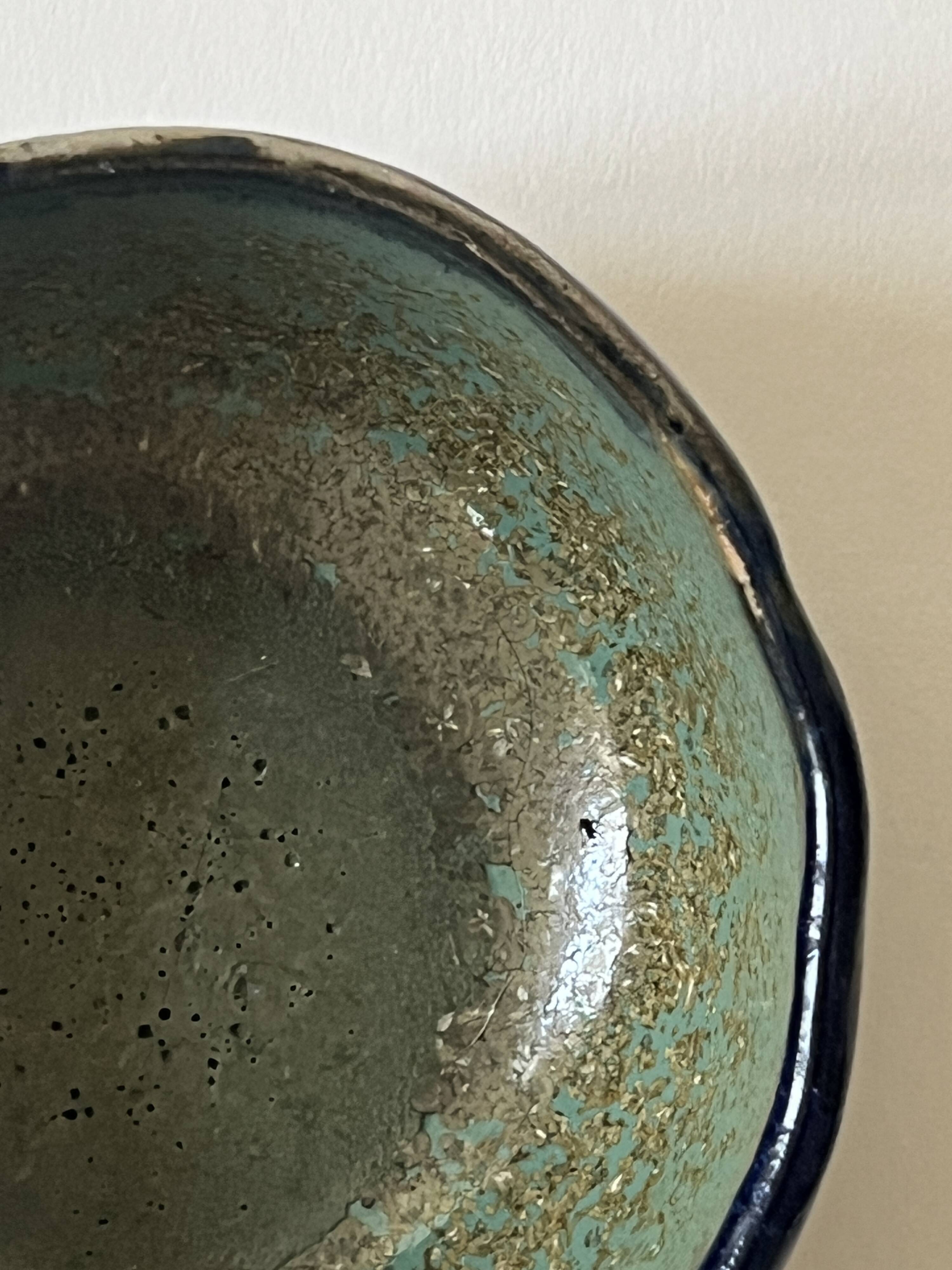 Glazed ceramic bowl/trinket dish, signed