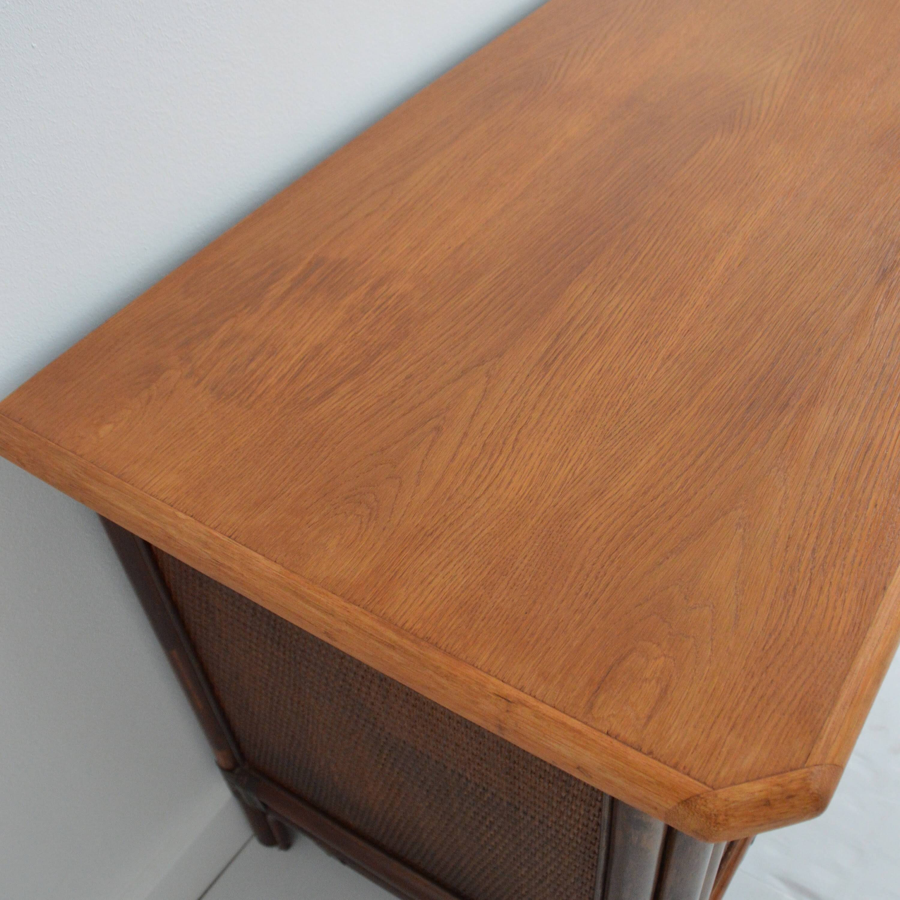 Buffet / Wooden and rattan sideboard 1960s / 1970s vintage