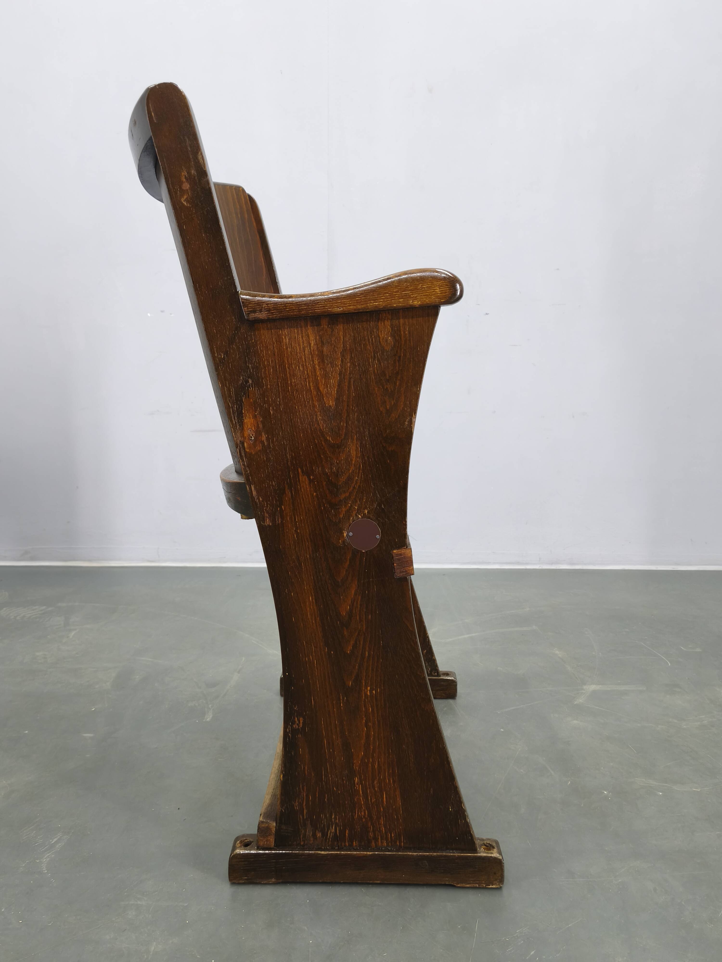 1950s Vintage Cinema Chair Beech Wood Theater Seat Armchair