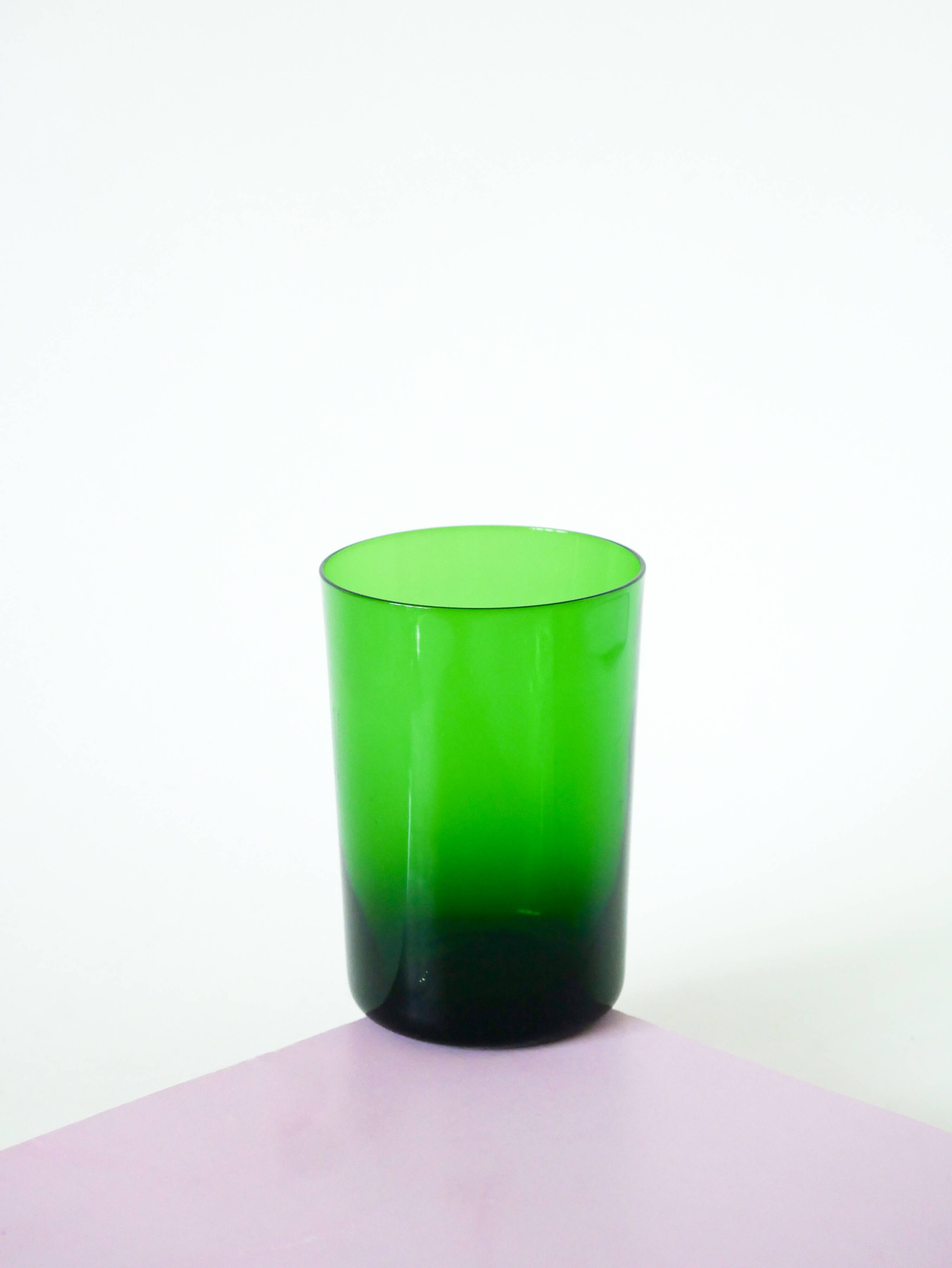 Set of 5 Long Drink water glasses, Green, 1970 - 12 X 8 cm