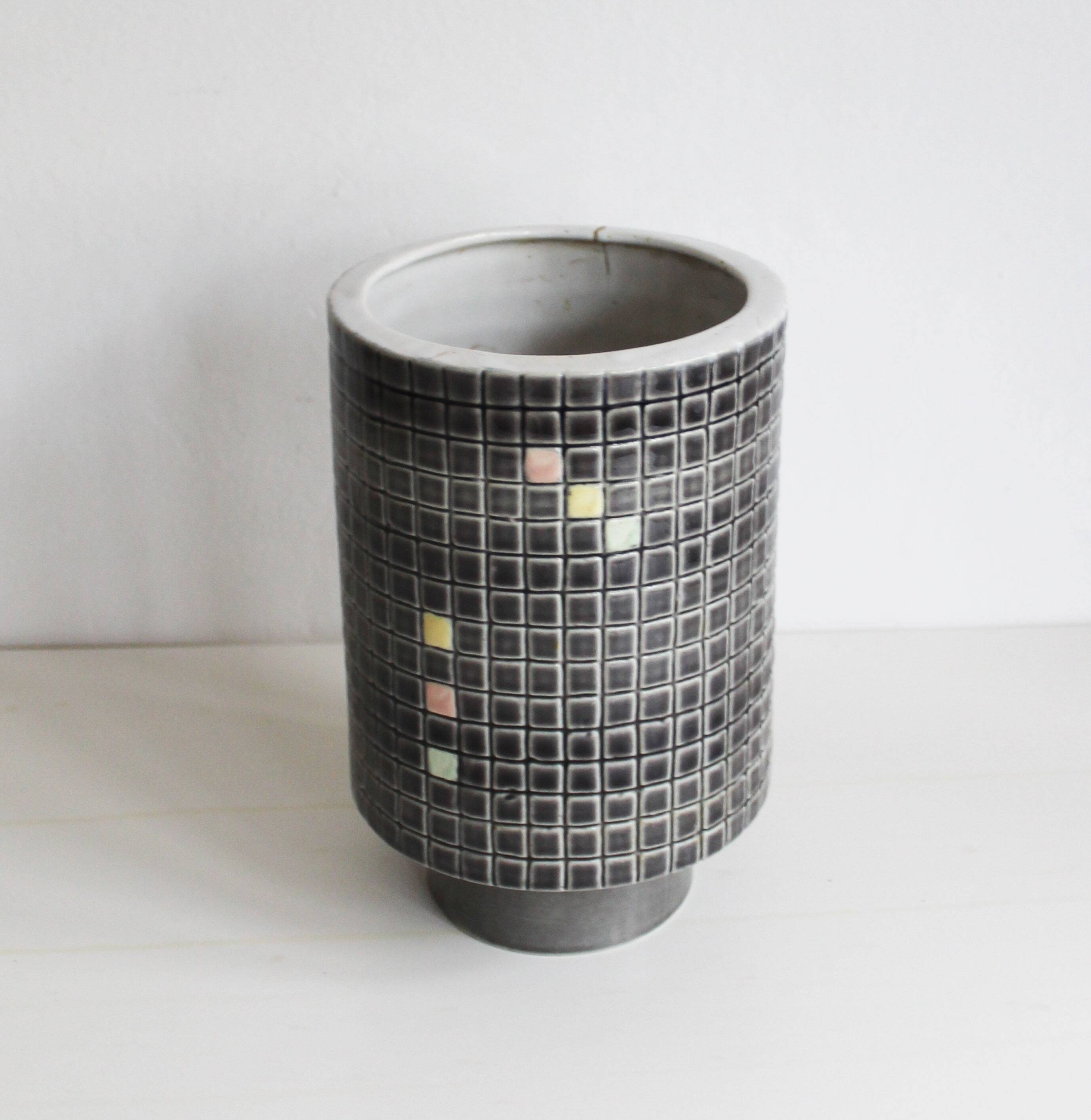 1960s Ceramic Mosaic Vase