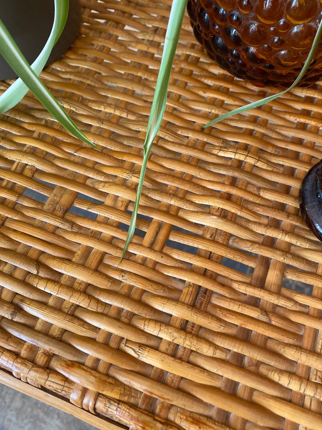 Small vintage rattan table