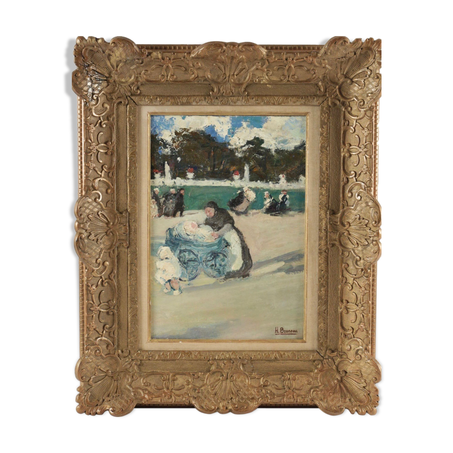 Post-impressionism school - nannies and children to the garden of Luxembourg - Circa 1910