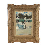 Post-impressionism school - nannies and children to the garden of Luxembourg - Circa 1910