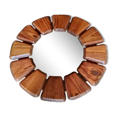 Wooden 70s sun mirror 52cm