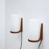 Pair of teak & acrylic sconces by Luxus, Sweden