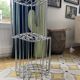 Set of 2 Vintage mid-century chrome wire poufs stools
