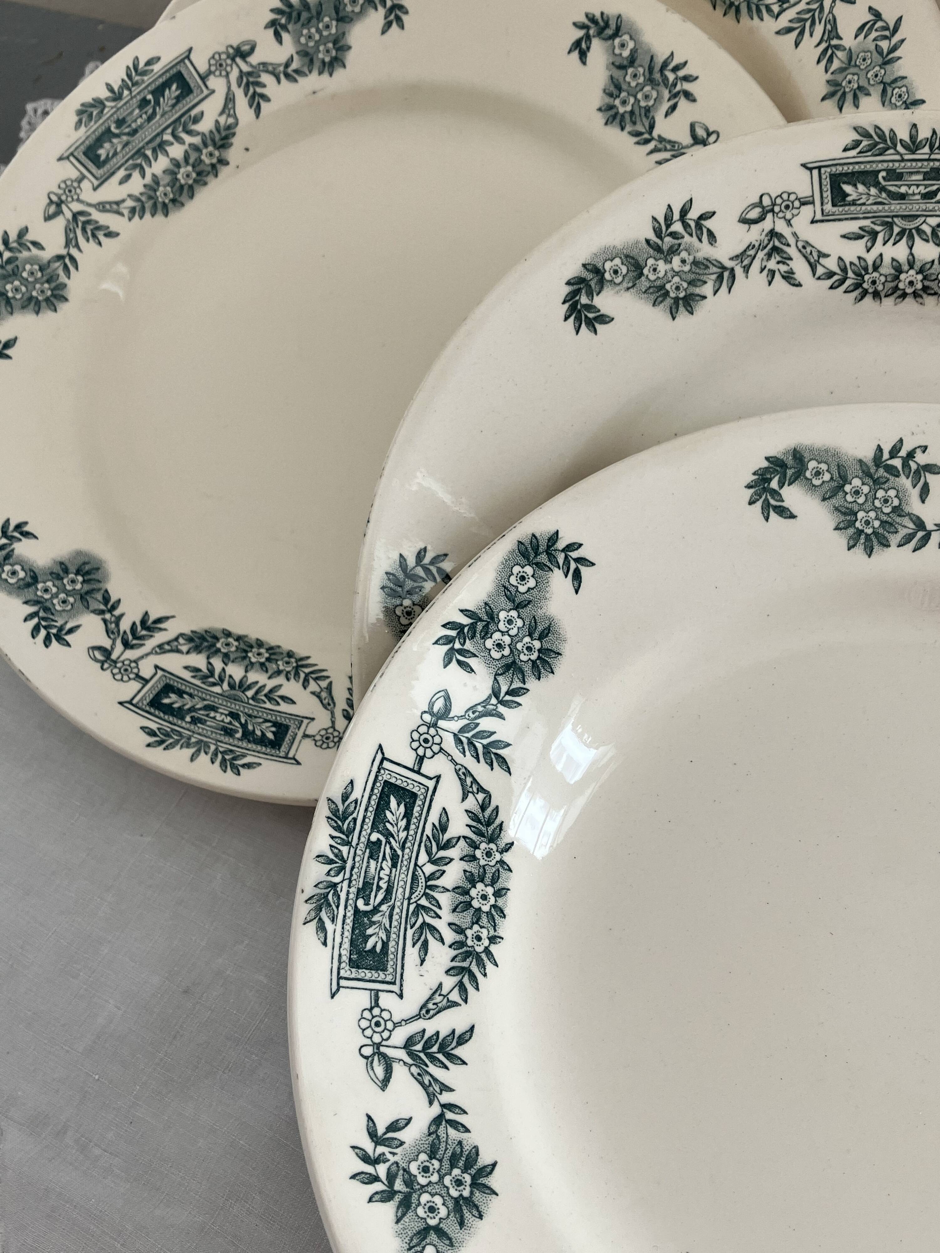 8 flat plates, service Lutetia - Longchamp, Terre de fer