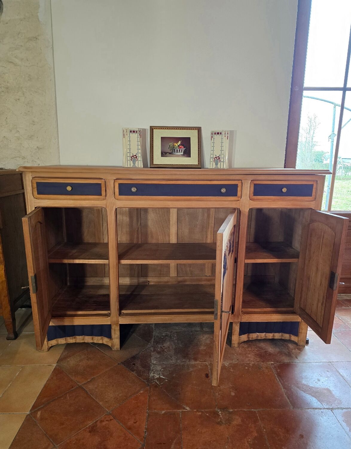 Buffet made of solid cherry wood, late Art Nouveau.