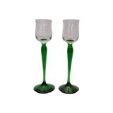 Vintage Shot Glasses With Green Base, 1970s