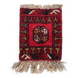 Tapis vintage fait main Ersari – 25 x 31 cm – Rouge éclatant - 1C969