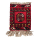 Tapis vintage fait main Ersari – 25 x 31 cm – Rouge éclatant - 1C969