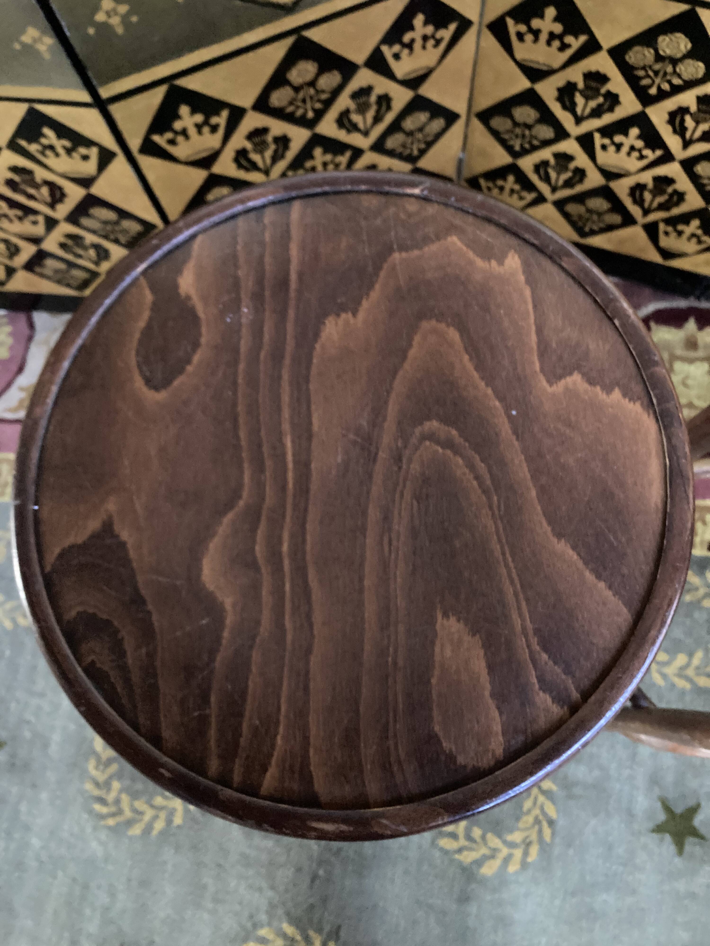 3 curved wooden bar stools