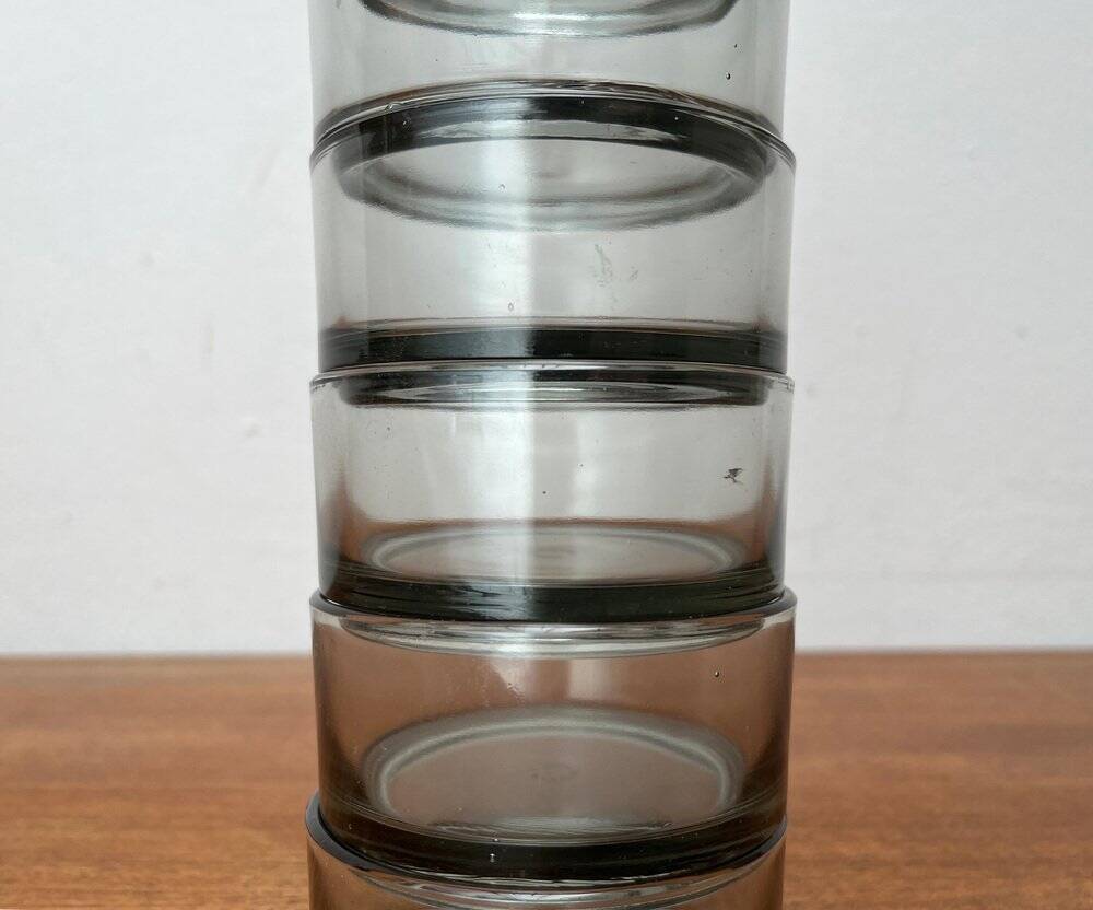 Bols empilables ronds du milieu du siècle en verre, Danemark, années 1960, lot de 6