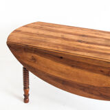 Large antique / vintage flap table. Solid waxed cherry. France, 1960s