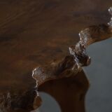 Mid-century Scandinavian coffee table made of solid elm wood, wabi-sabi style, 1960s.