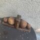 Pair of vintage carved wood and metal ball bookends