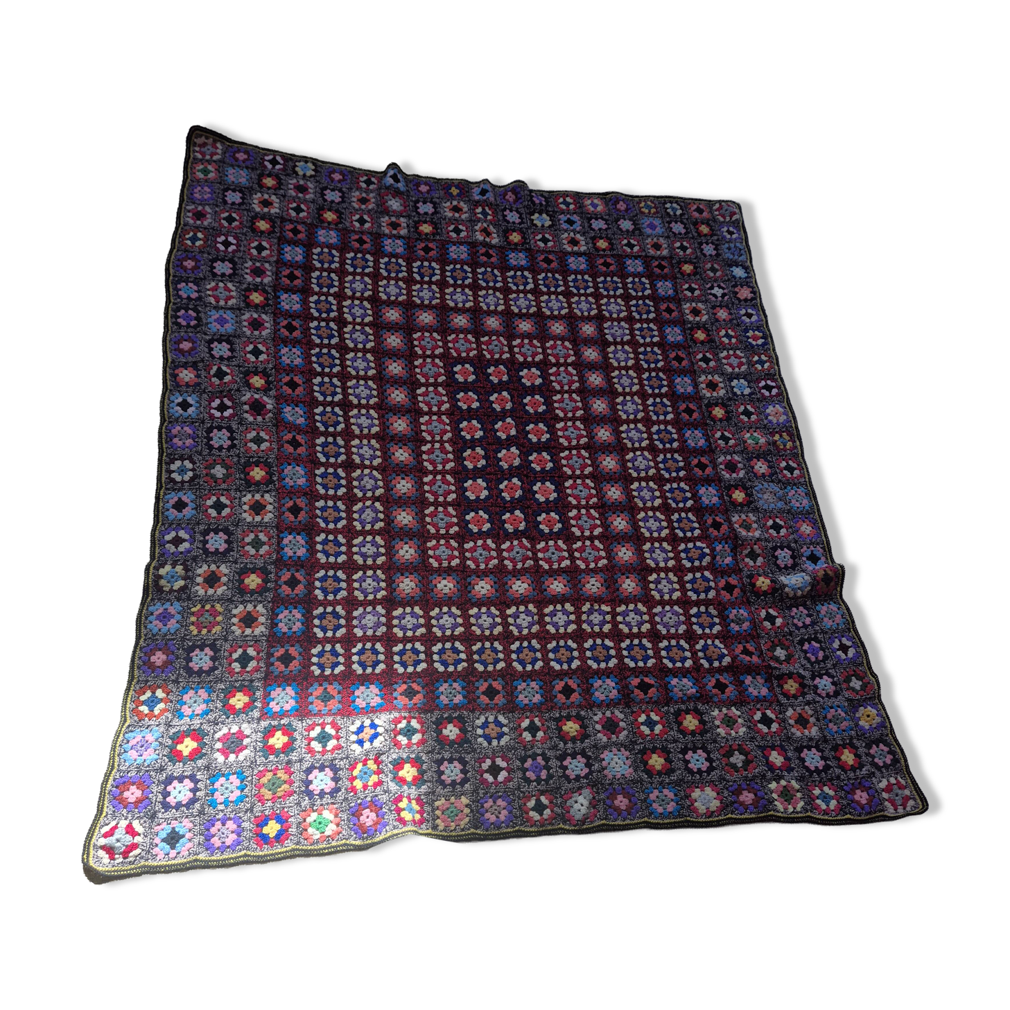 vintage crochet bedspread made of granny squares