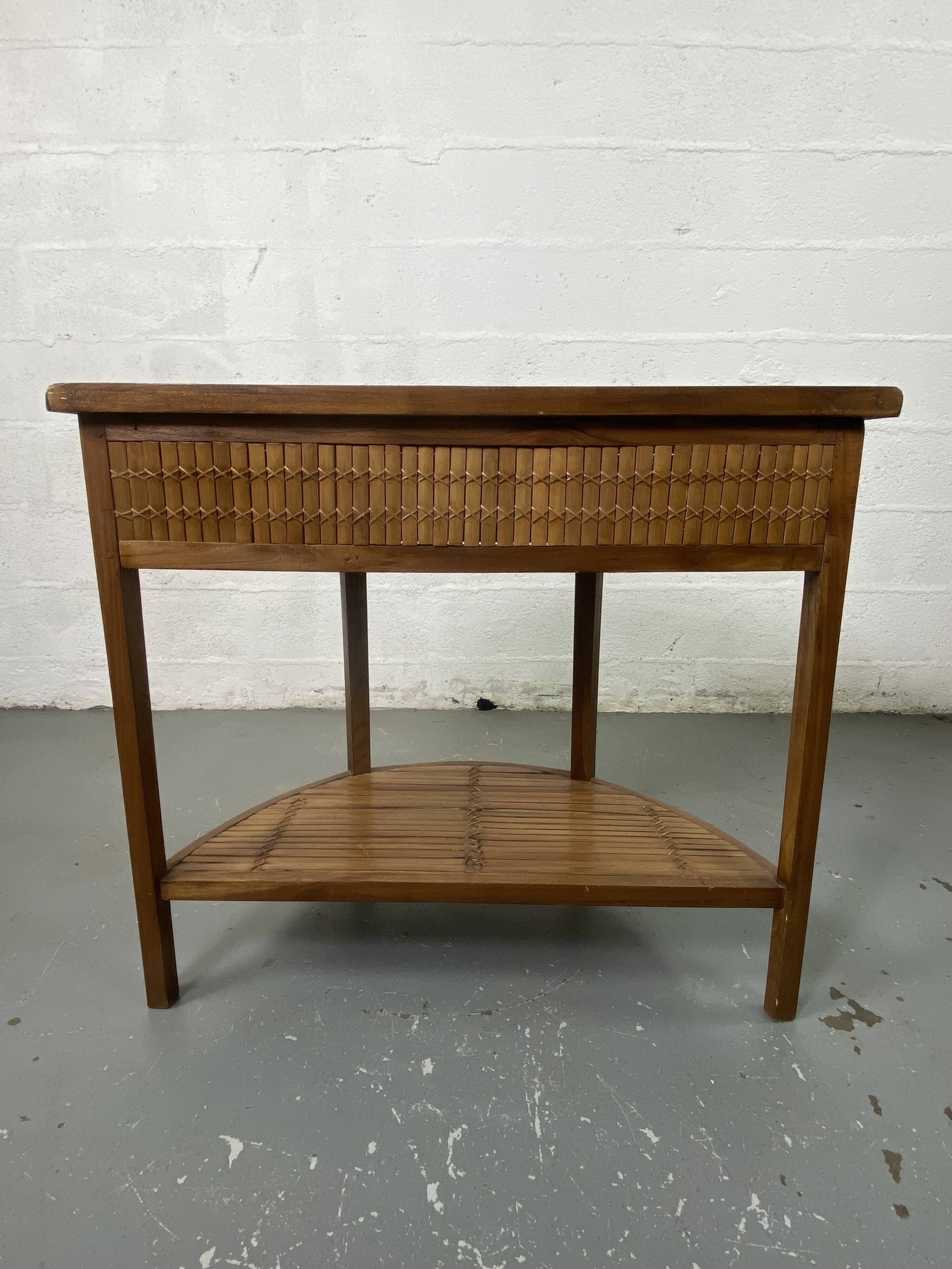 Side table in half-moon wood and bamboo