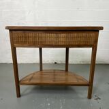 Side table in half-moon wood and bamboo