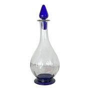 Art Deco glass carafe with glass stopper and blue base 0.7 l