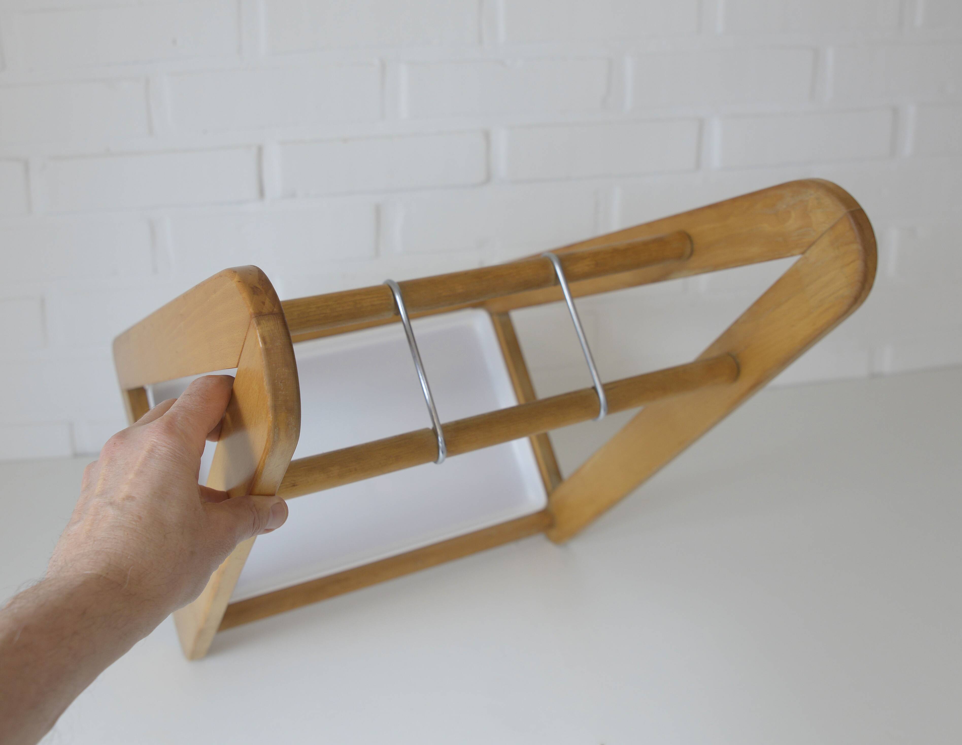 Vintage umbrella stand Scandinavian style mid-century modern wooden holder