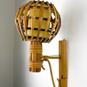 Pair of mid-century rattan wall sconces, Italy 1970s