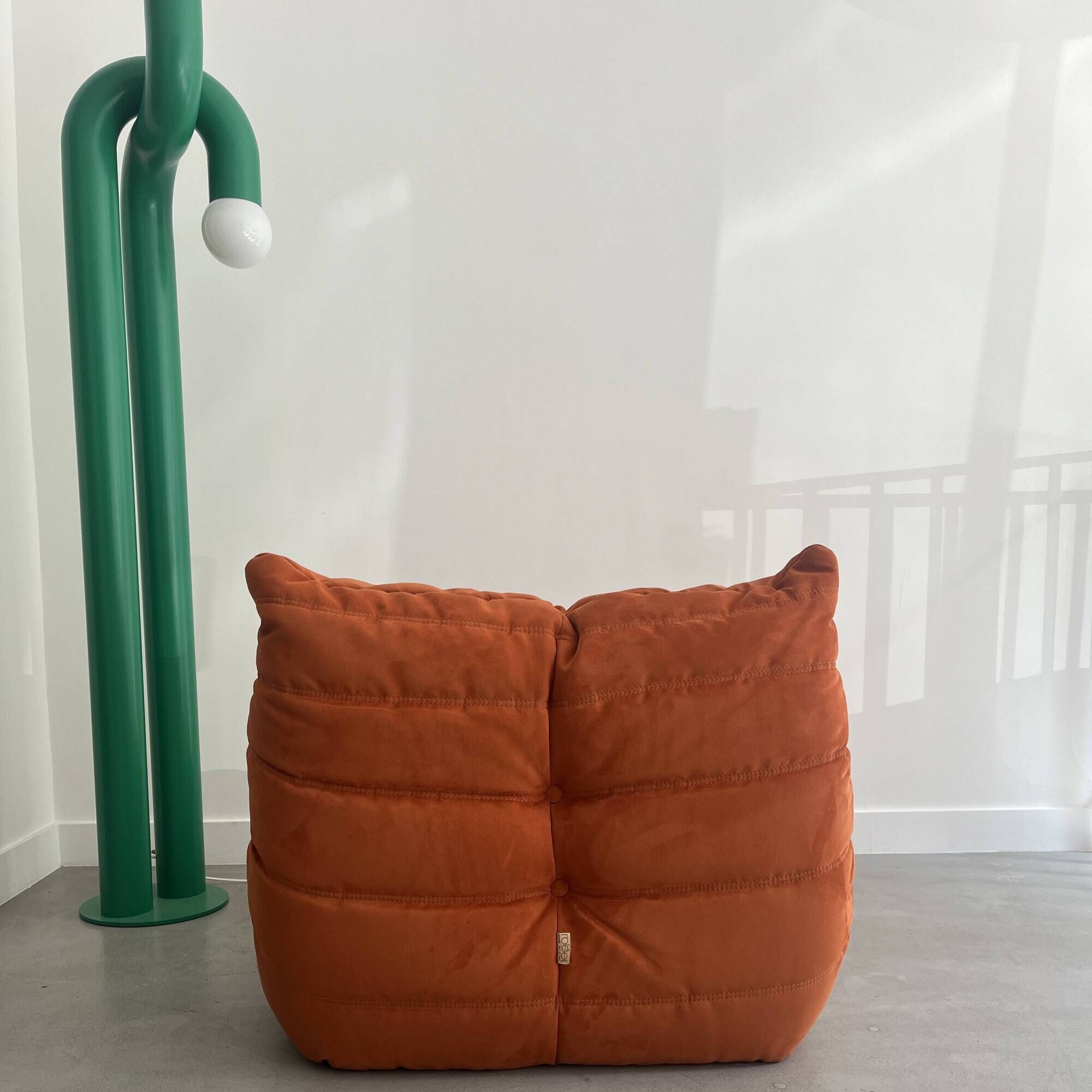 Orange Togo armchair by Michel Ducaroy for Ligne Roset, 1973.