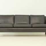 Canapé trois places Aage Christiansen en cuir marron foncé, 1960's